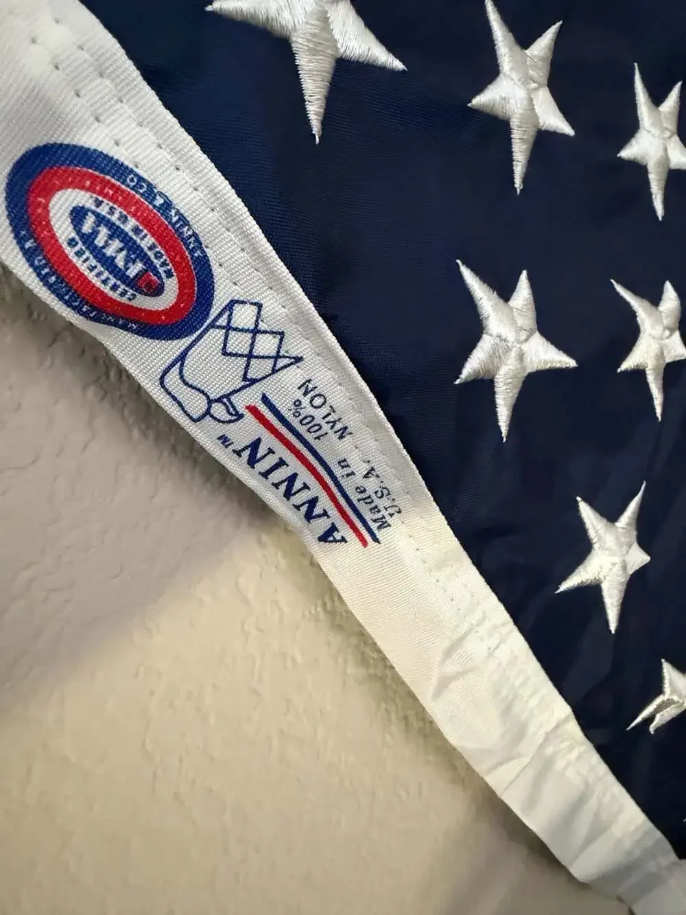 Never flown. Annin 100% Nylon American Flag U.S.A. Made